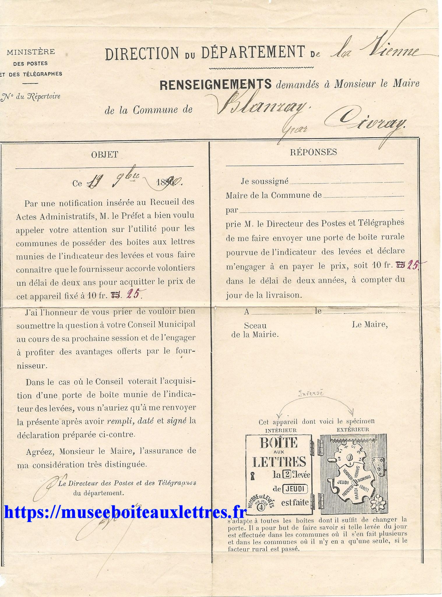 boite aux lettres PTT en bois 1890