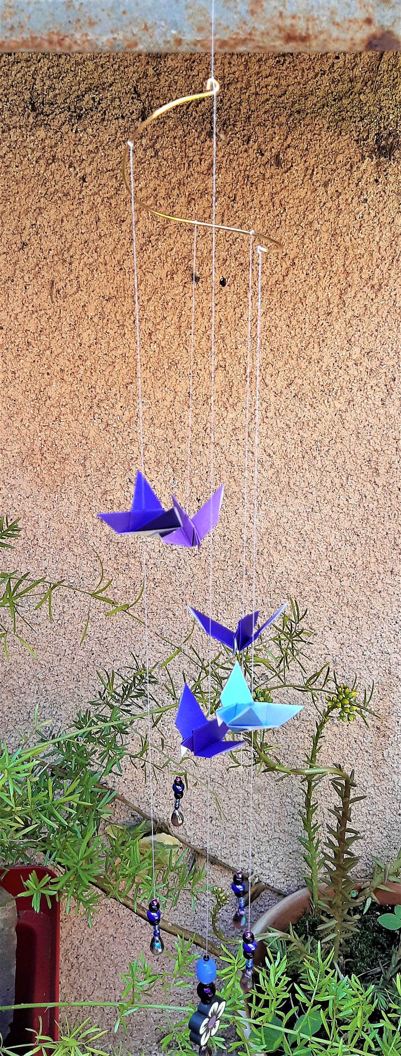 Mini mobile Envolée d'oiseaux bleue et violette
