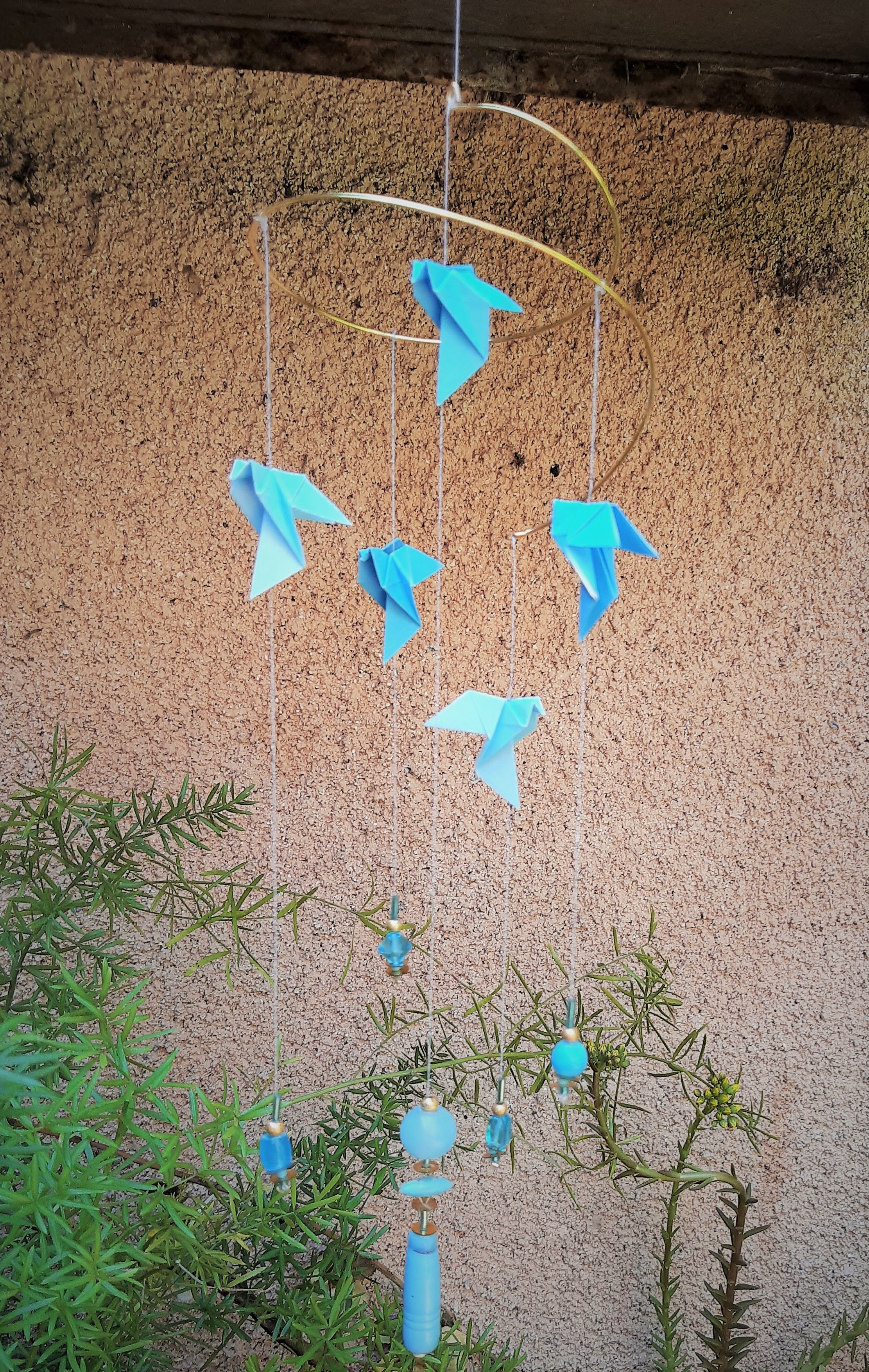 mobile Envolée d'oiseaux bleue