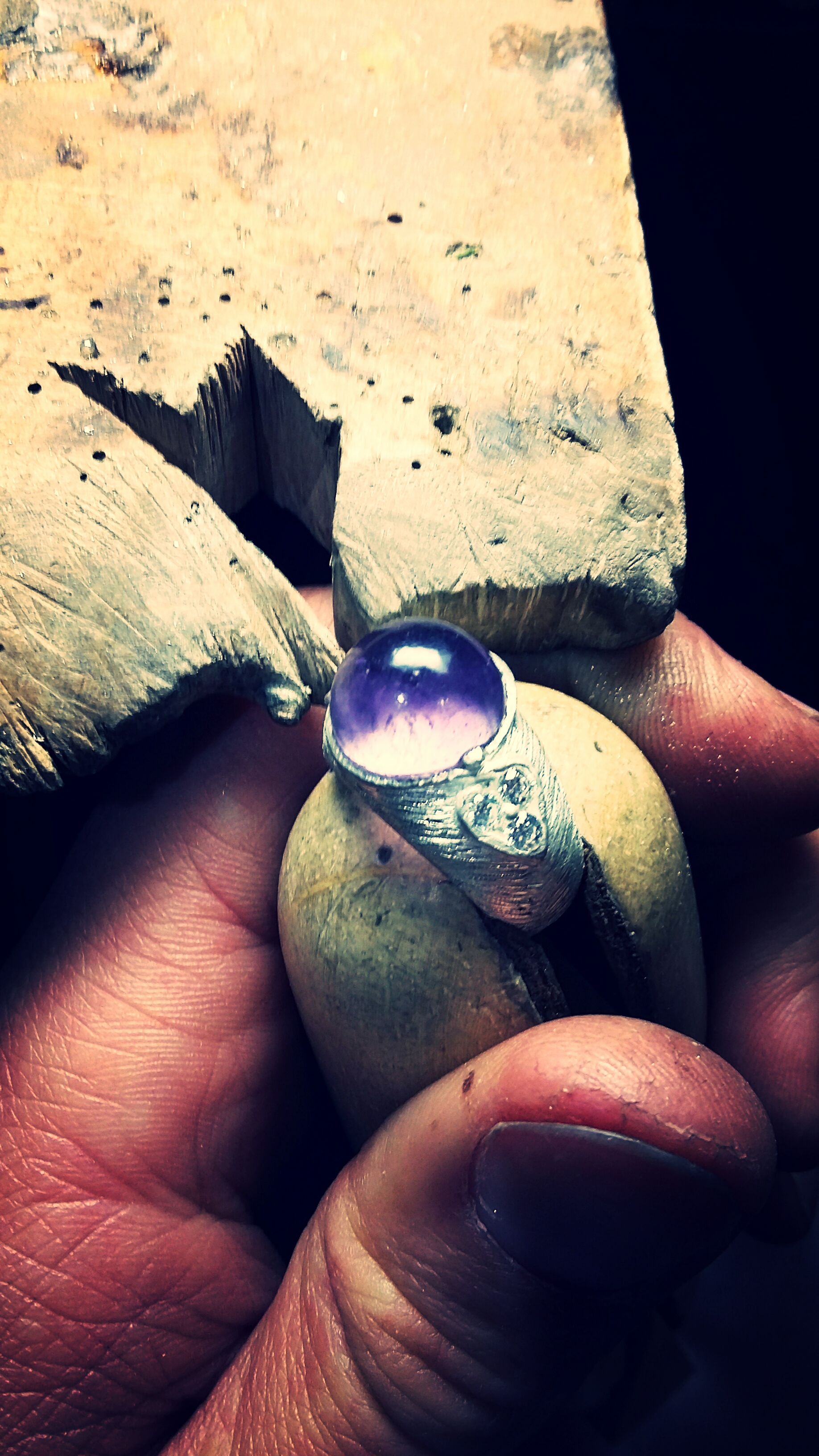 Bague argent et amethyste sertissage