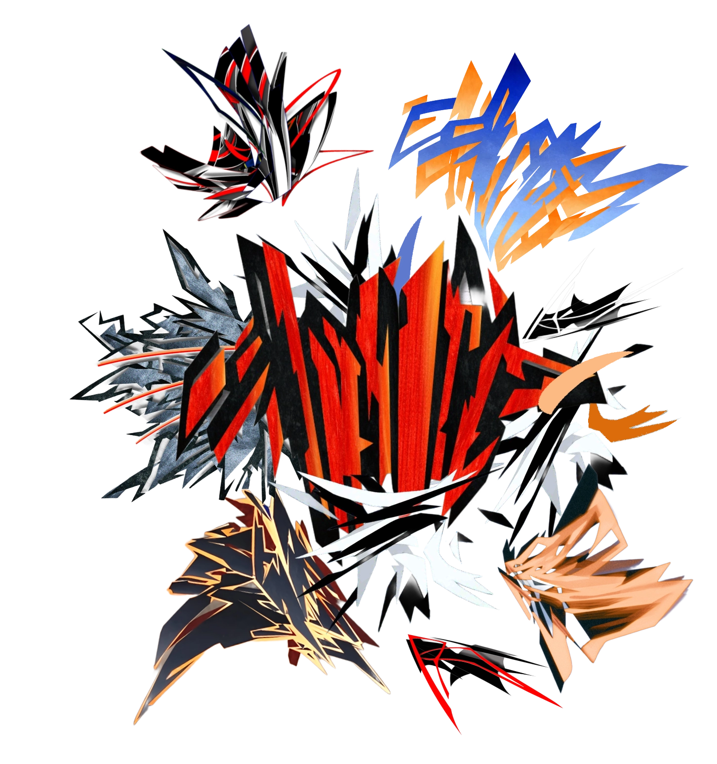 Pêle-mêle d'images abstraites détourées 