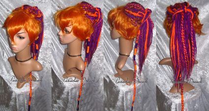 Perruque dreadlocks orange violet dreads
