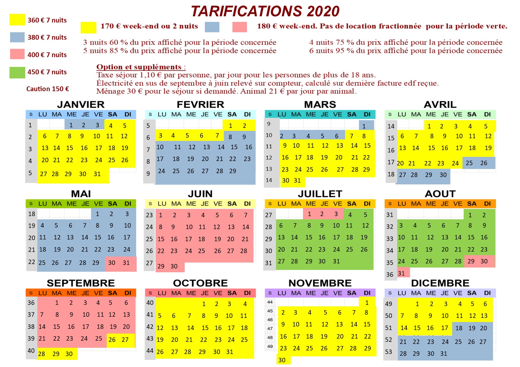 Calendrier 2020 publisher couleur