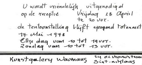 1978, Galerij Waumans, Sint-Niklaas 

