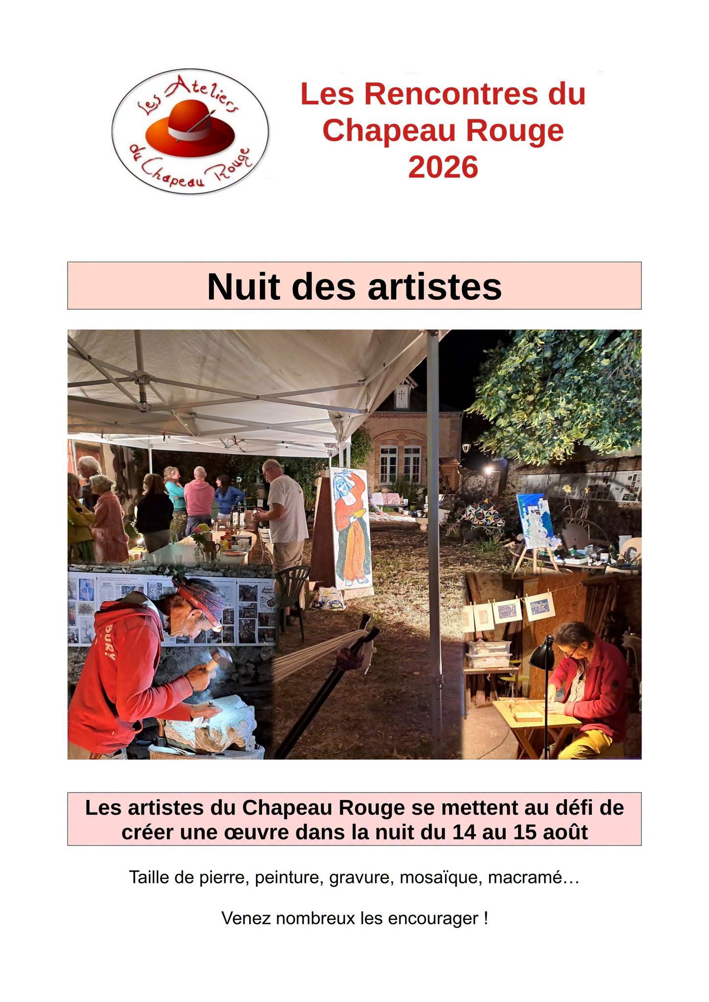 0 nuit des artistes ateliers du chapeau rouge 2026
