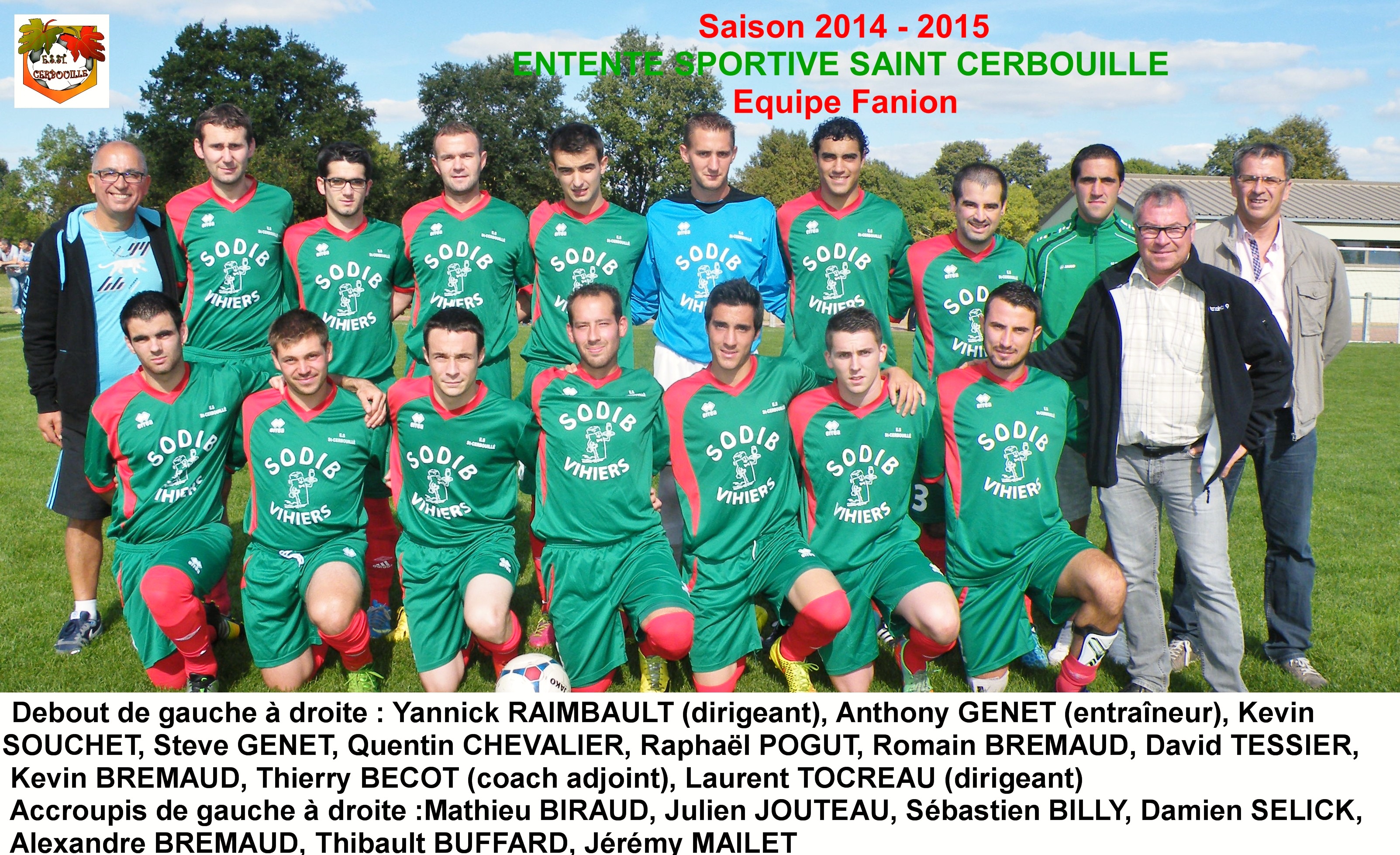 Equipe fanion saison 2014 2015 avec noms