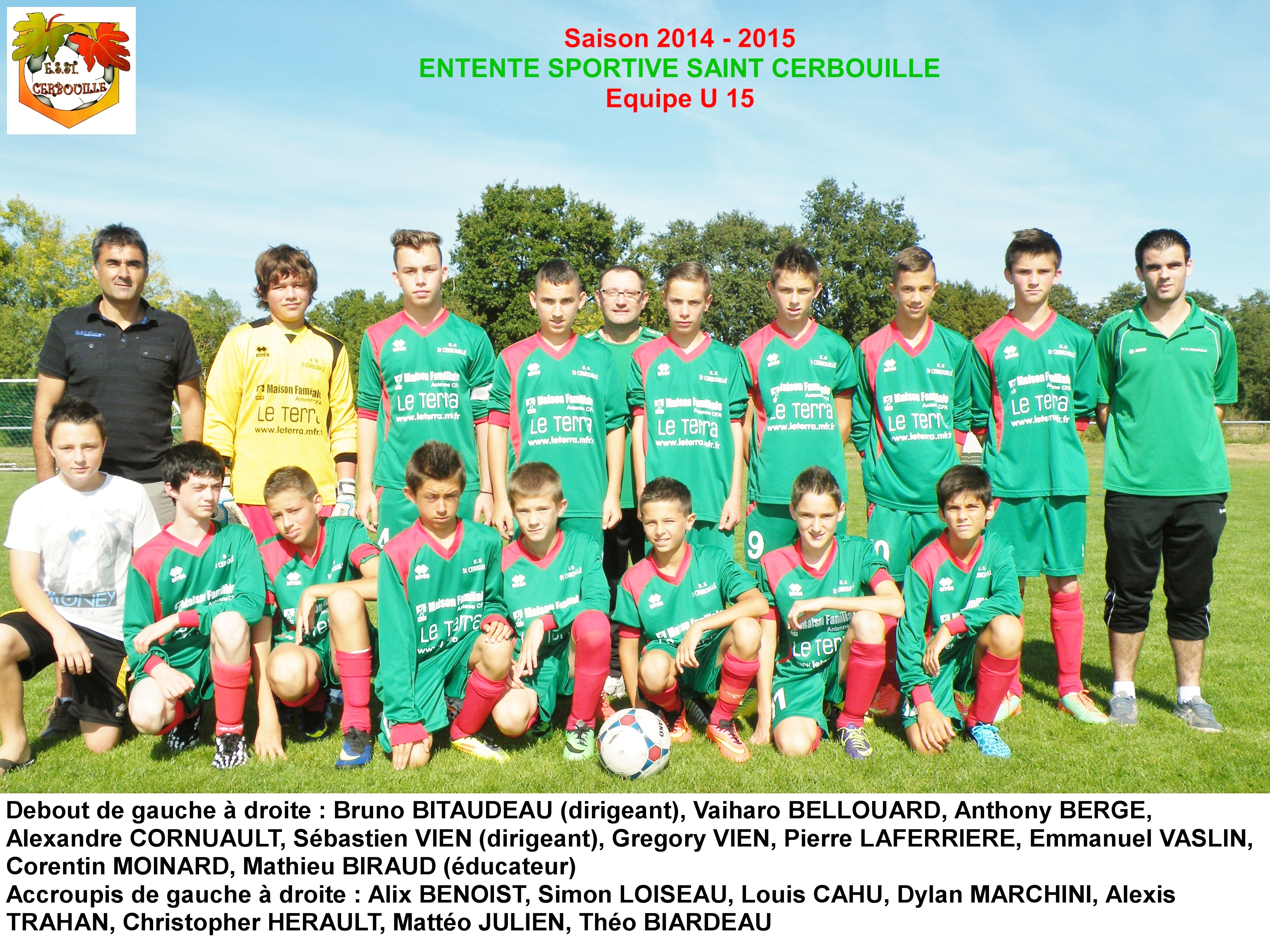 U 15 saison 2014 2015 avec noms