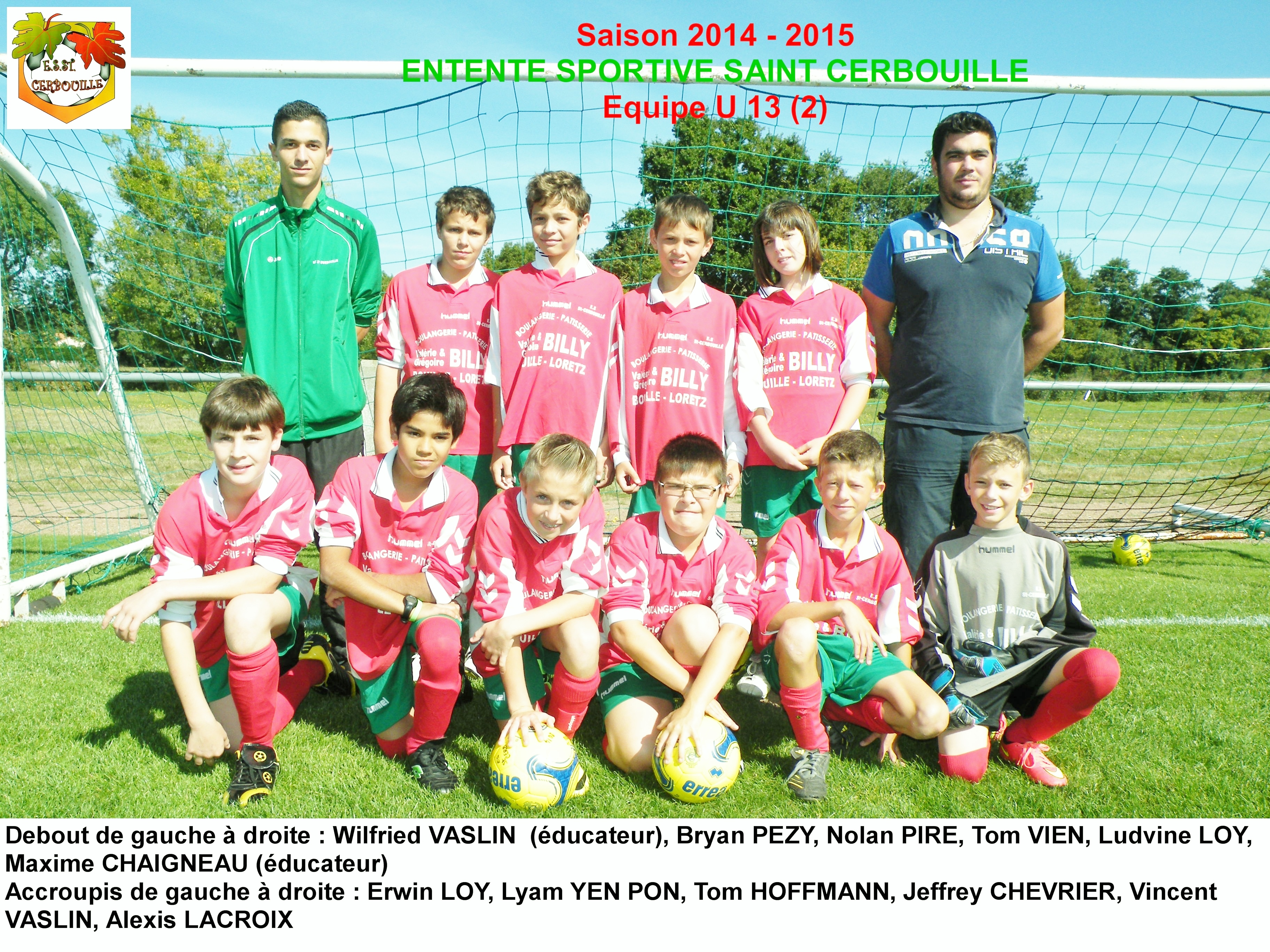 U 13 2 saison 2014 2015 avec noms