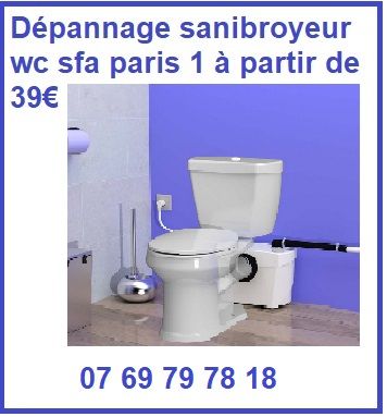 Dépannage sanibroyeur wc sfa paris 1 à partir de 39€