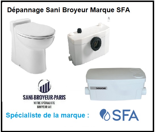 Depannage sani broyeur marque sfa wc compact externe douche