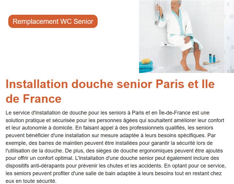 Installation douche senior par une entreprise spécialisé