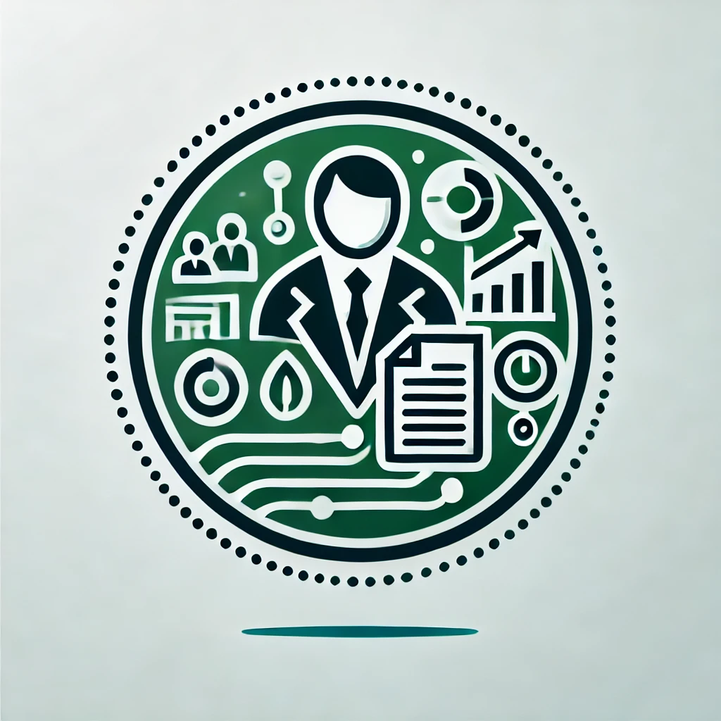 DALL-E-2024-06-30-23-03-45-A-modern-icon-representing-IT-Consulting-with-the-theme-color-green-The-icon-should-include-elements-like-a-person-in-a-suit-documents-and-graphs-