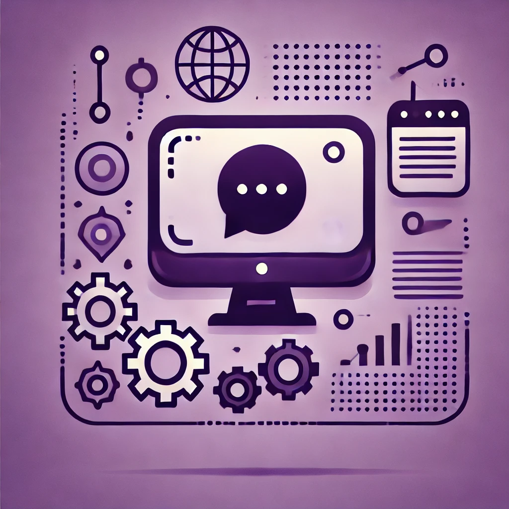 DALL-E-2024-07-04-21-17-26-A-simple-image-representing-technical-intermediary-services-with-a-violet-theme-The-image-should-feature-icons-such-as-a-computer-screen-with-a-speec