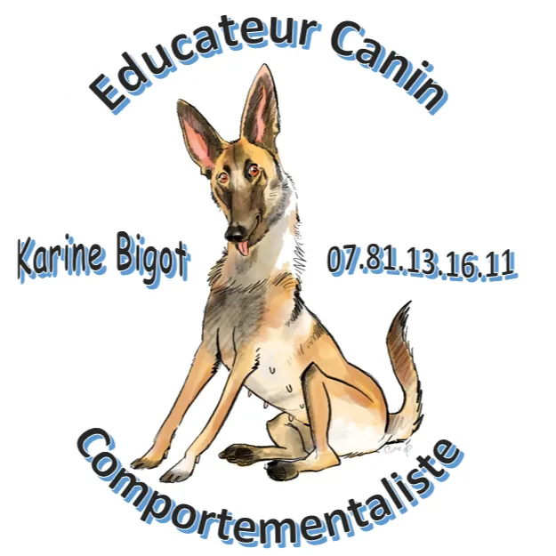 Logo caricature de Karine Bigot, éducateur canin à domicile dans le 95 et le 60