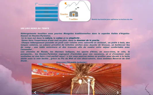 Ejemplo de sitio web yourtes des 7 vallées-hautes pyrenees