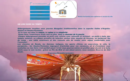 Ejemplo de sitio web yourtes des 7 vallées-hautes pyrenees