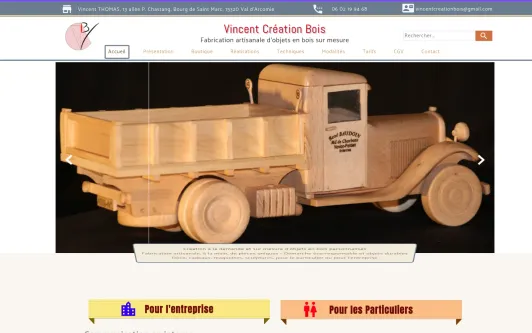 Site exemple Vincent Création Bois