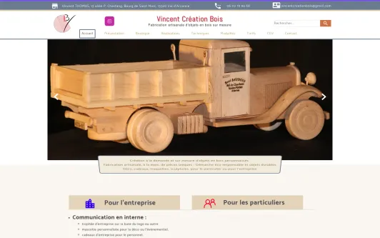 Site exemple Vincent Création Bois