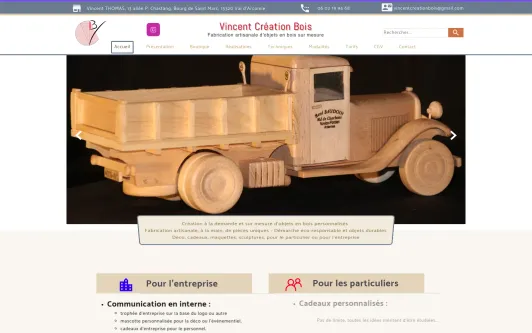 Site exemple Vincent Création Bois