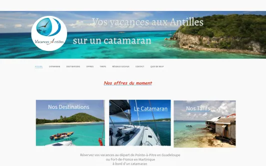 Example website Vacances Antilles Location Catamaran