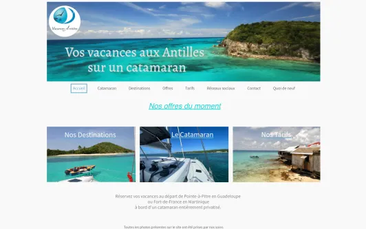 Example website Vacances Antilles Location Catamaran