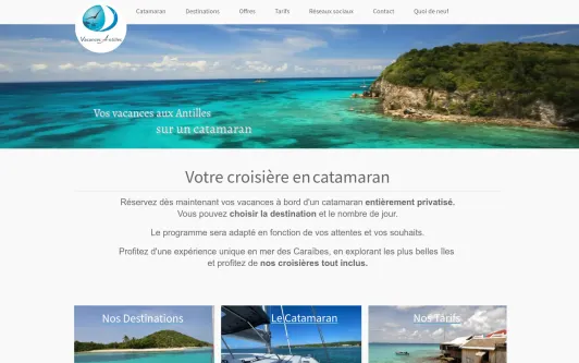 Ejemplo de sitio web Vacances Antilles Location Catamaran
