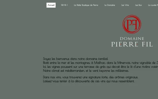 Ejemplo de sitio web Domaine Pierre Fil
