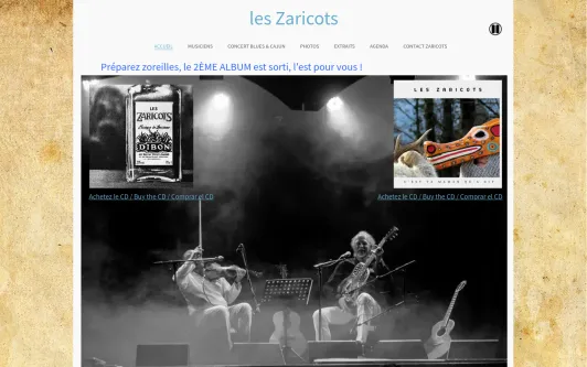 Example website Groupe cajun jura Les Zaricots