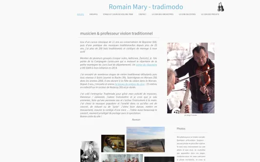 Ejemplo de sitio web Musicien et professeur de violon traditionnel dans le jura - Romain MARY tradimodo