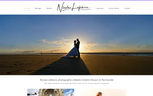 Ejemplo de sitio web Photographe Mariage Famille Grossesse Corporate Rouen Nicolas Lefebvre