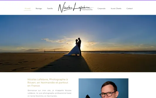 Ejemplo de sitio web Photographe Mariage Famille Rouen Normandie Nicolas Lefebvre