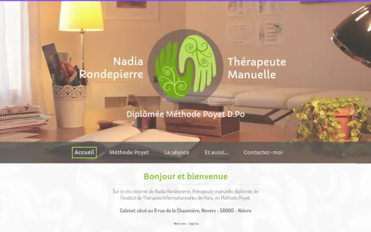 Site exemple Nadia RONDEPIERRE Thérapeute Manuelle Méthode Poyet D.Po