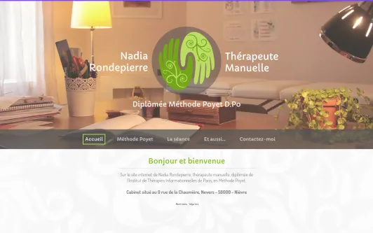 Ejemplo de sitio web Nadia RONDEPIERRE Thérapeute Manuelle Méthode Poyet D.Po