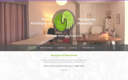 Ejemplo de sitio web Nadia RONDEPIERRE Thérapeute Manuelle Méthode Poyet D.Po