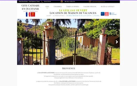 Site exemple Gite Cathare en Occitanie