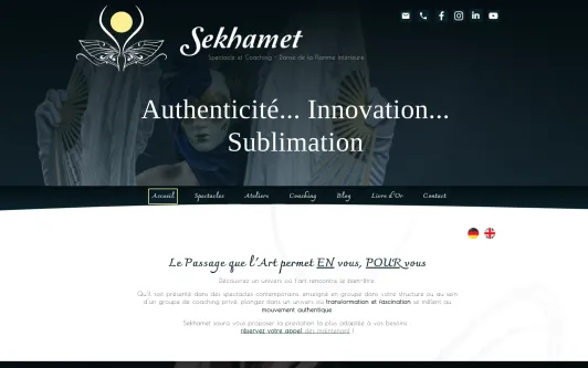 Ejemplo de sitio web Sekhamet ~ Spectacles et Animations de Danse de la Flamme Intérieure