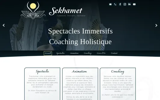 Example website Sekhamet ~ Spectacles et Animations de Danse de la Flamme Intérieure