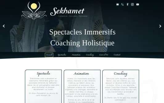 Ejemplo de sitio web Sekhamet ~ Spectacles et Animations de Danse de la Flamme Intérieure
