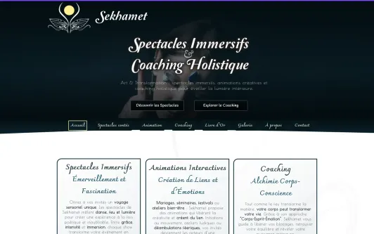 Ejemplo de sitio web Sekhamet ~ Spectacles et Animations de Danse de la Flamme Intérieure