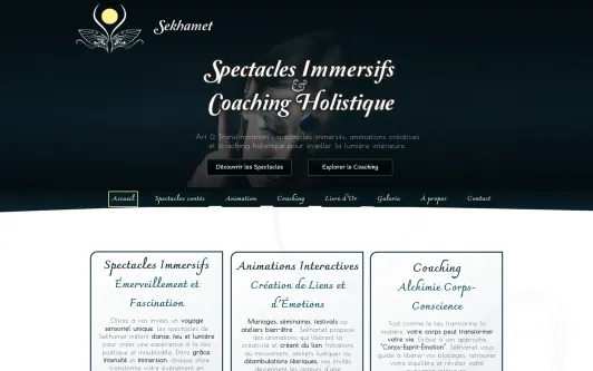 Ejemplo de sitio web Sekhamet ~ Spectacles et Animations de Danse de la Flamme Intérieure