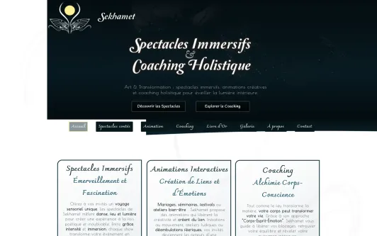 Ejemplo de sitio web Sekhamet ~ Spectacles et Animations de Danse de la Flamme Intérieure