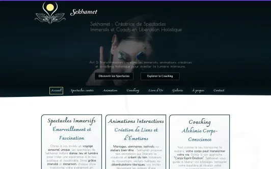 Ejemplo de sitio web Sekhamet ~ Spectacles et Animations de Danse de la Flamme Intérieure