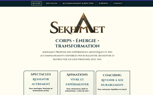 Example website Sekhamet ~ Spectacles et Animations de Danse de la Flamme Intérieure