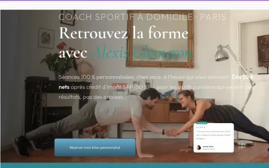Ejemplo de sitio web Coach sportif Paris | Coaching sportif à domicile dès 55 €