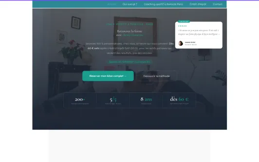 Ejemplo de sitio web Coach sportif Paris | Coaching sportif à domicile dès 55 €