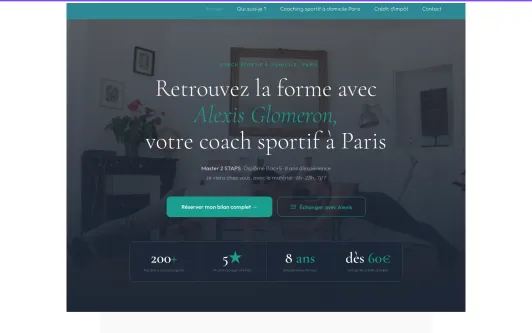 Ejemplo de sitio web Coach sportif Paris | Coaching sportif à domicile dès 55 €