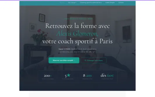 Ejemplo de sitio web Coach sportif Paris | Coaching sportif à domicile dès 55 €