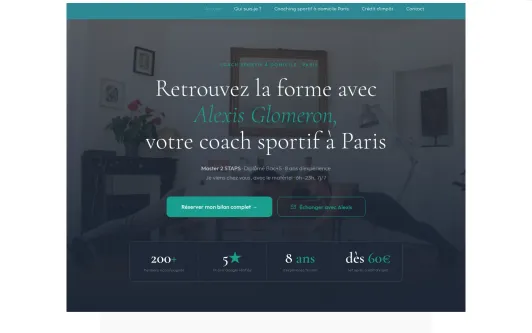 Ejemplo de sitio web Coach Sportif Paris | Coaching à Domicile dès 60€, SAP -50%