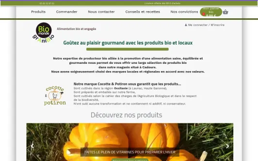 Ejemplo de sitio web granibio alimentation bio engagée