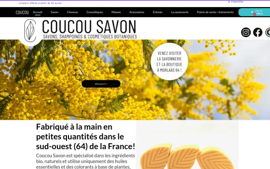 Site exemple Coucou Savon, savonnerie artisanale et boutique à Morlaàs 64 